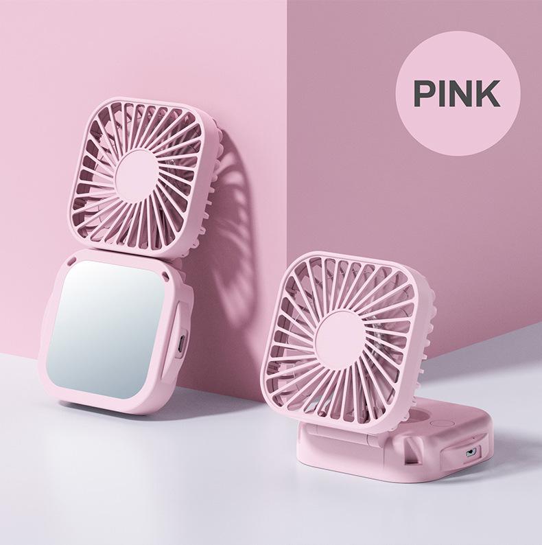 

Portable Folding Mirror Fan: Compact Neck and Desktop Fan with Makeup Mirror 8*8.5*5 cm рожевий