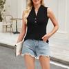Women's Fashion Casual Short Sleeve Basic Texture Solid Color Round Neck T-shirt Vest Top