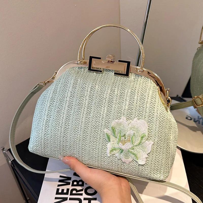 

Сумки-мессенджеры ручной работы из плетеной соломы для женщин, богемные пляжные сумки через плечо, праздничные сумки, плетеный клатч для ужина