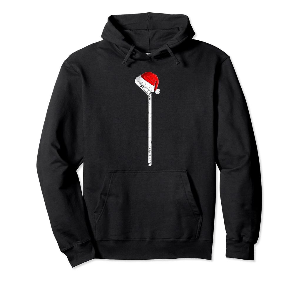Ice Hockey Stick Santa Hat Christmas Hoodie