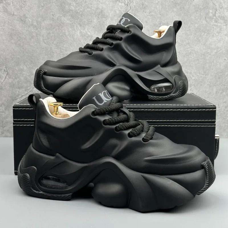 Men's Sneakers New Comfortable Leather Platform Shoes Outdoor Fashion All-match Mens Casual Shoes