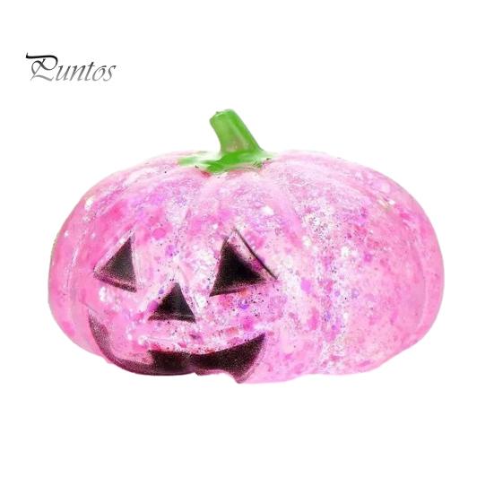 Sensorischer Stressball Halloween Kürbis Entlastungsspielzeug, Gruseliger Kopf Knet-Angst-Klar Glitzer Zuckerball, Partygeschenke Spielzeug