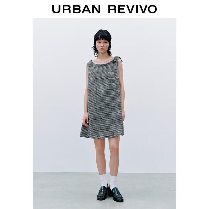 

UR 2025 Summer Retro Plaid Bow Tie Mini Dress XL