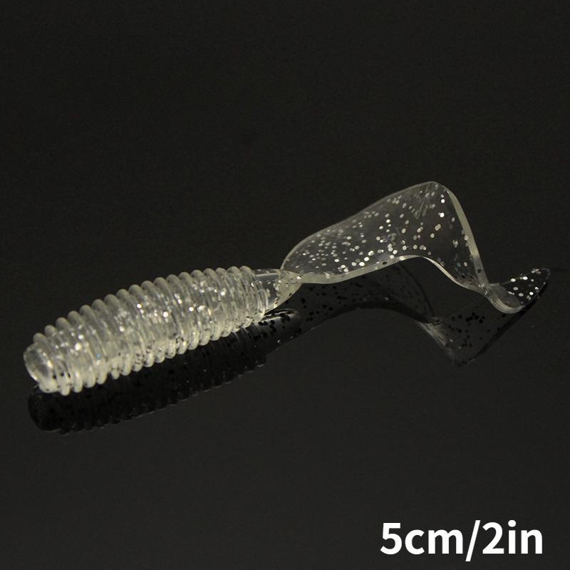 50PCS 5/6/7cm Simulation of Cringetail Maggot Soft Bait -- Soft Worm Single Tail Mandarin Fish Bass Bait Multi-size Soft Bait