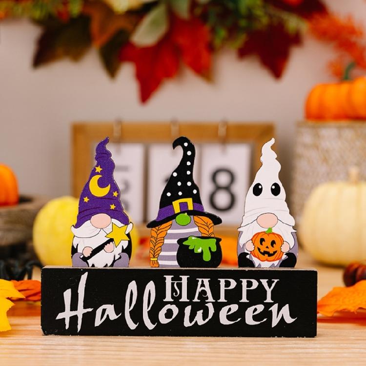 Halloween Gnomes Wooden Ornaments for Haunted House Halloween Party Decoration