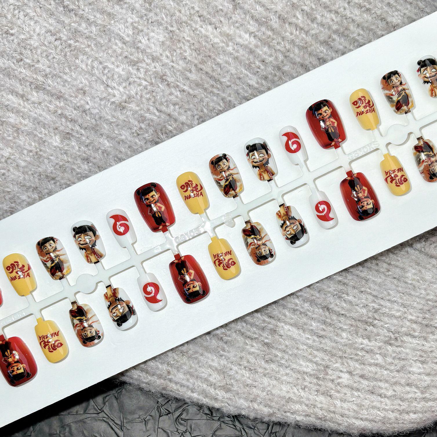 

Короткие накладные ногти в китайском стиле, милые, отбеливающие