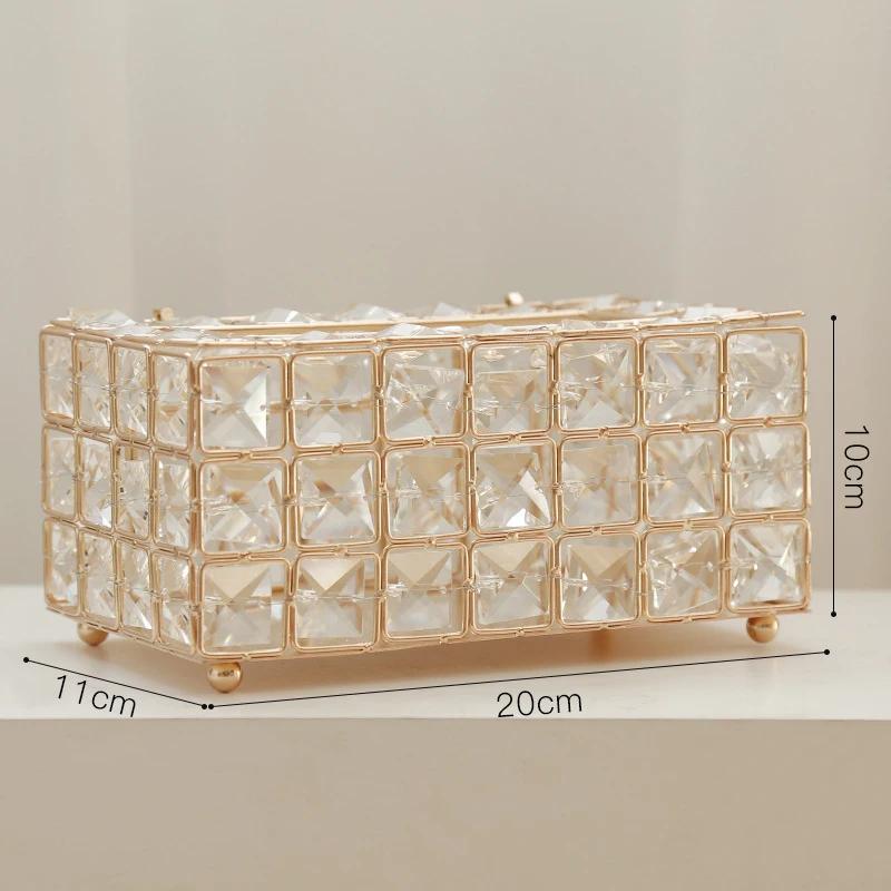 Simple Metal Crystal Tissue Box Living Room Tea Table Napkin Paper Removable Boxes Household Products