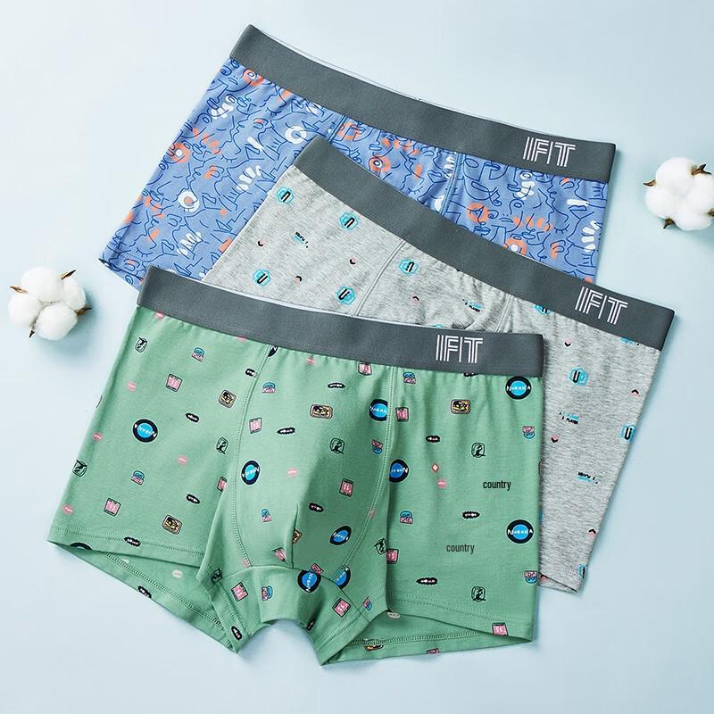 Fenteng Men's 3-Pack Cartoon Print Antibacterial Boxer Briefs