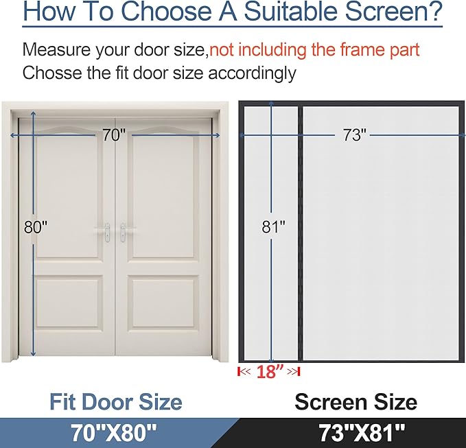 Magnetic Screen Door Thicker Mesh,Reversible Wide Left Right Side Opening Fits Door Heavy Duty Mesh French Bug Door Screen Closure for Sliding Patio