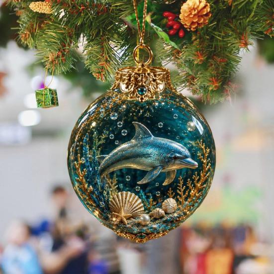 Adornos para Fiesta de Fantasía Azul Dorado, Bolas de Navidad Temáticas del Océano, Bolas Transparentes Iluminadas con Medusa Tortuga Pulpo, Creativas para Inauguración de Casa