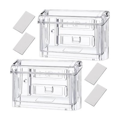2Pcs Clear Acrylic Business Card Holders Wall Hanging Card Organiser Double Layer Large Capacity Name Cards Display Case