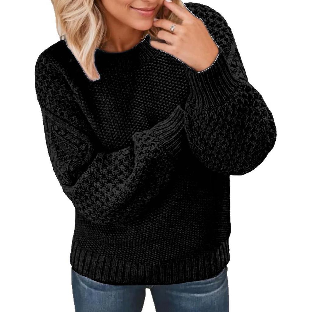 European Autumn/Winter Versatile Solid Color Cable Knit Sweater