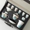 Jade Sheep Fat Porcelain Tea Set: Gaiwan, Gong Dao Bei, Teacup, Teapot.