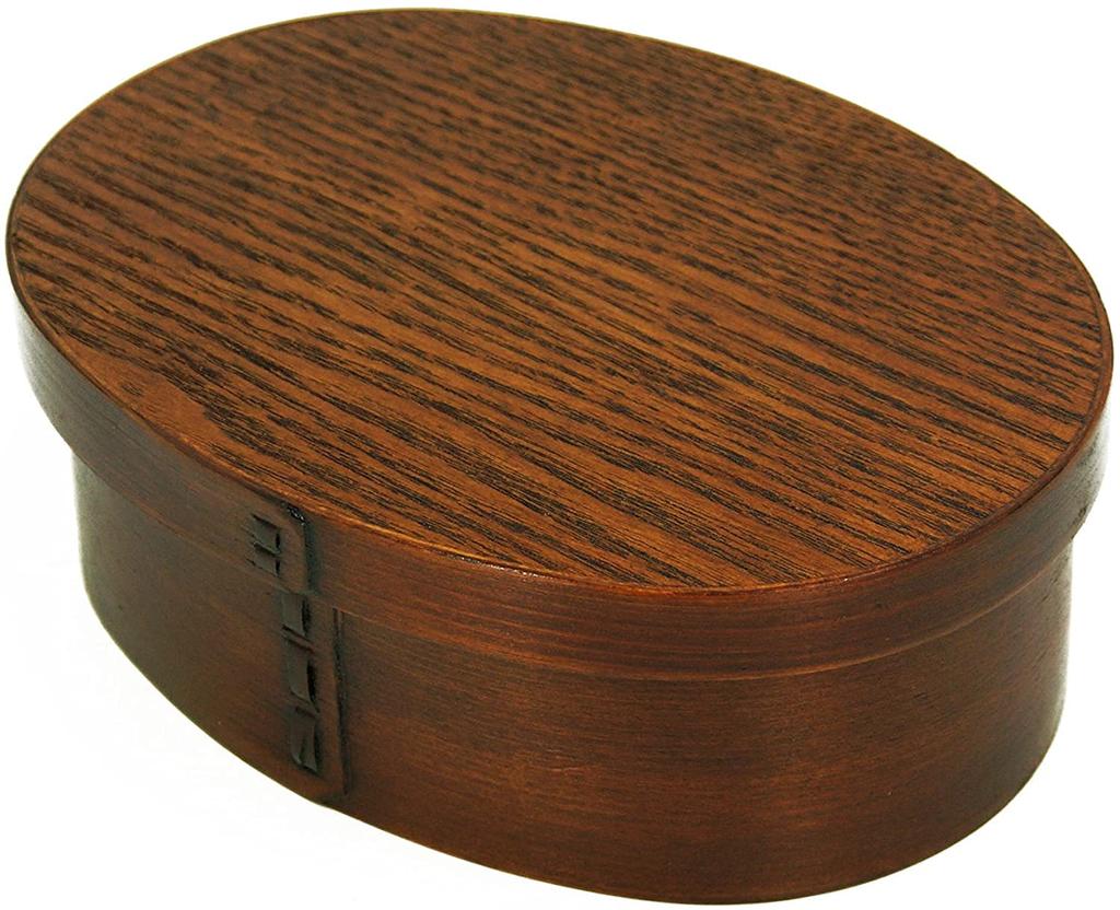 Osaka Choseido Magewappa Bento Single Lunch Bonus Brown Band Box, Oval, Tier, Divided, Band, Included, Large, 600cc,