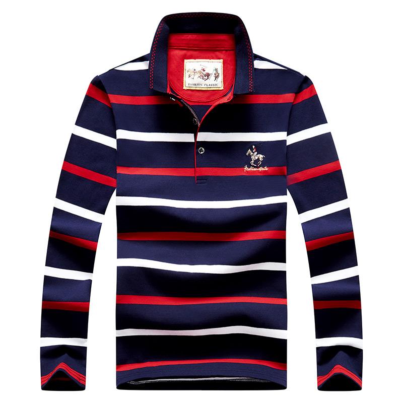 Men Business Long Sleeve Polo Shirt 2024 Spring New Fashion Stripe Embroidery Long Sleeve T-Shirt Cotton Casual Polo Shirts Men