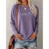 Women's Minimalism YOGA English letter print One-piece casual long-sleeved elegant summer top Fashionable and cute T Vintage loose-fitting sports