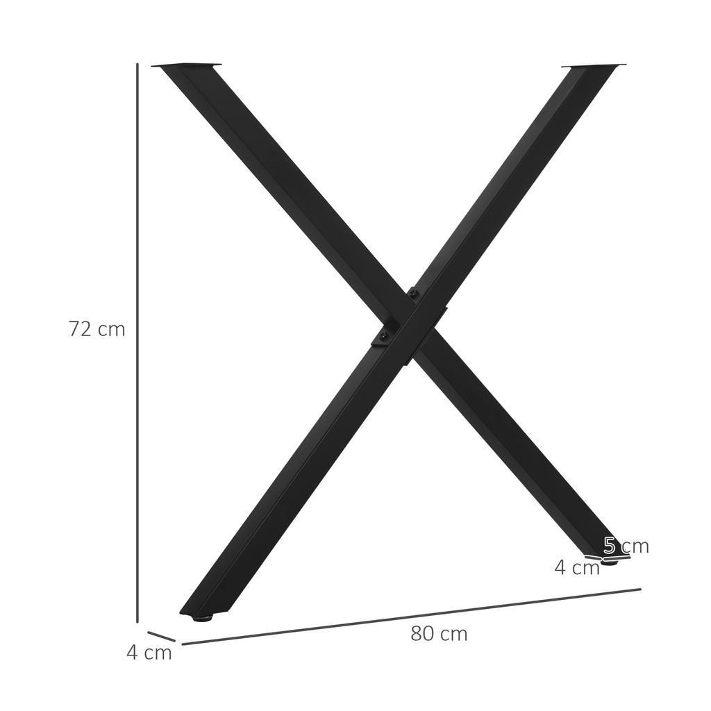 2 Pieces Steel Table Legs Table Feet for Dining Table Desk Coffee Table Table Frame in X-Shape Black 72cm