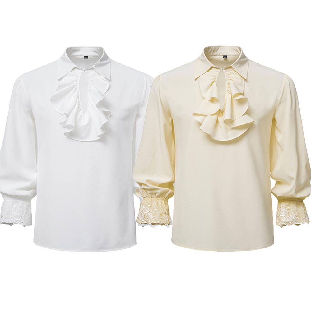 2-teiliges Set für Herren, mittelalterliche Kleidung, Party-Kostüm, Männerhemden und Piratenhosen, Halloween-Anzüge für Männer