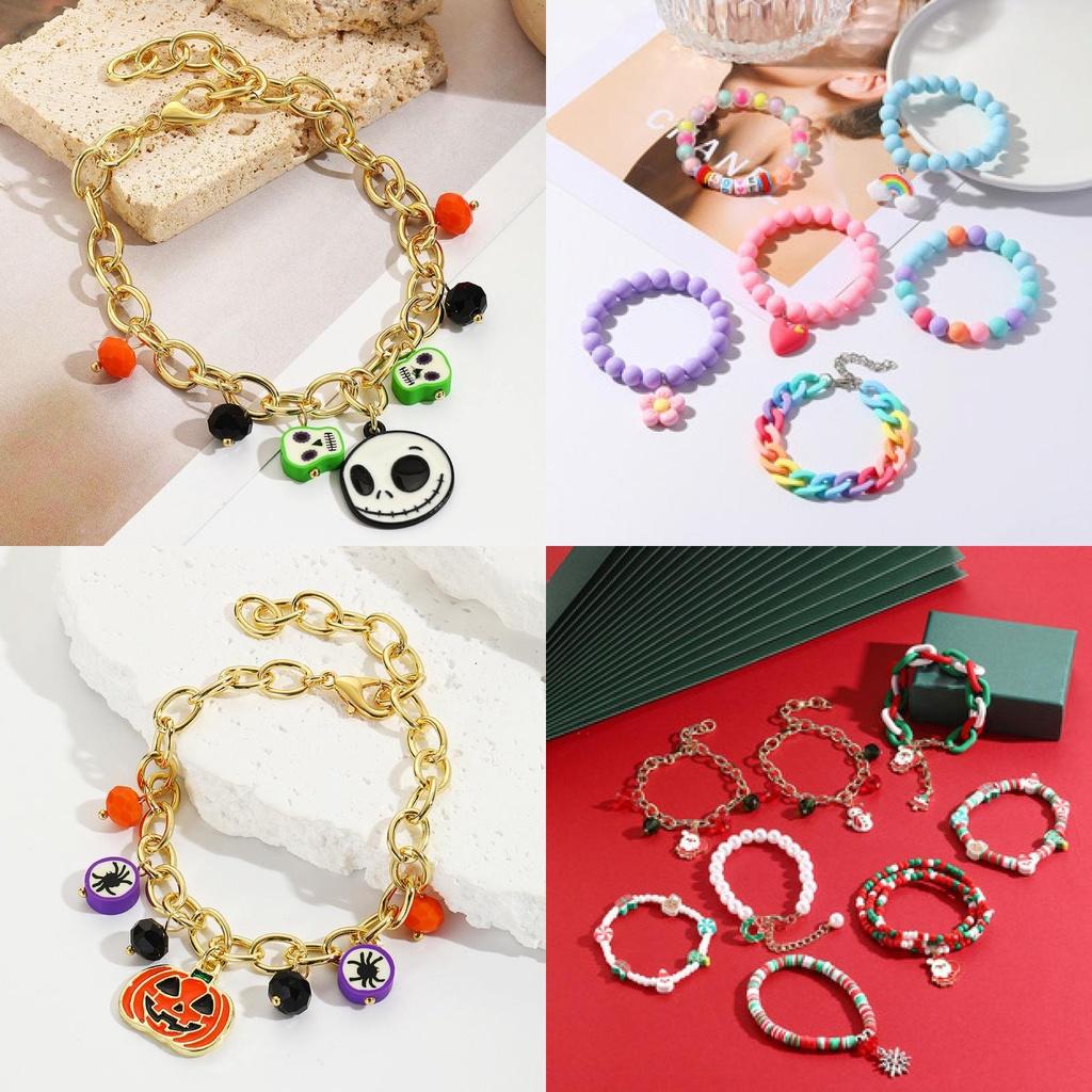 Hot Selling Halloween Pumpkin Skull Pendant Bracelet Set For Women
