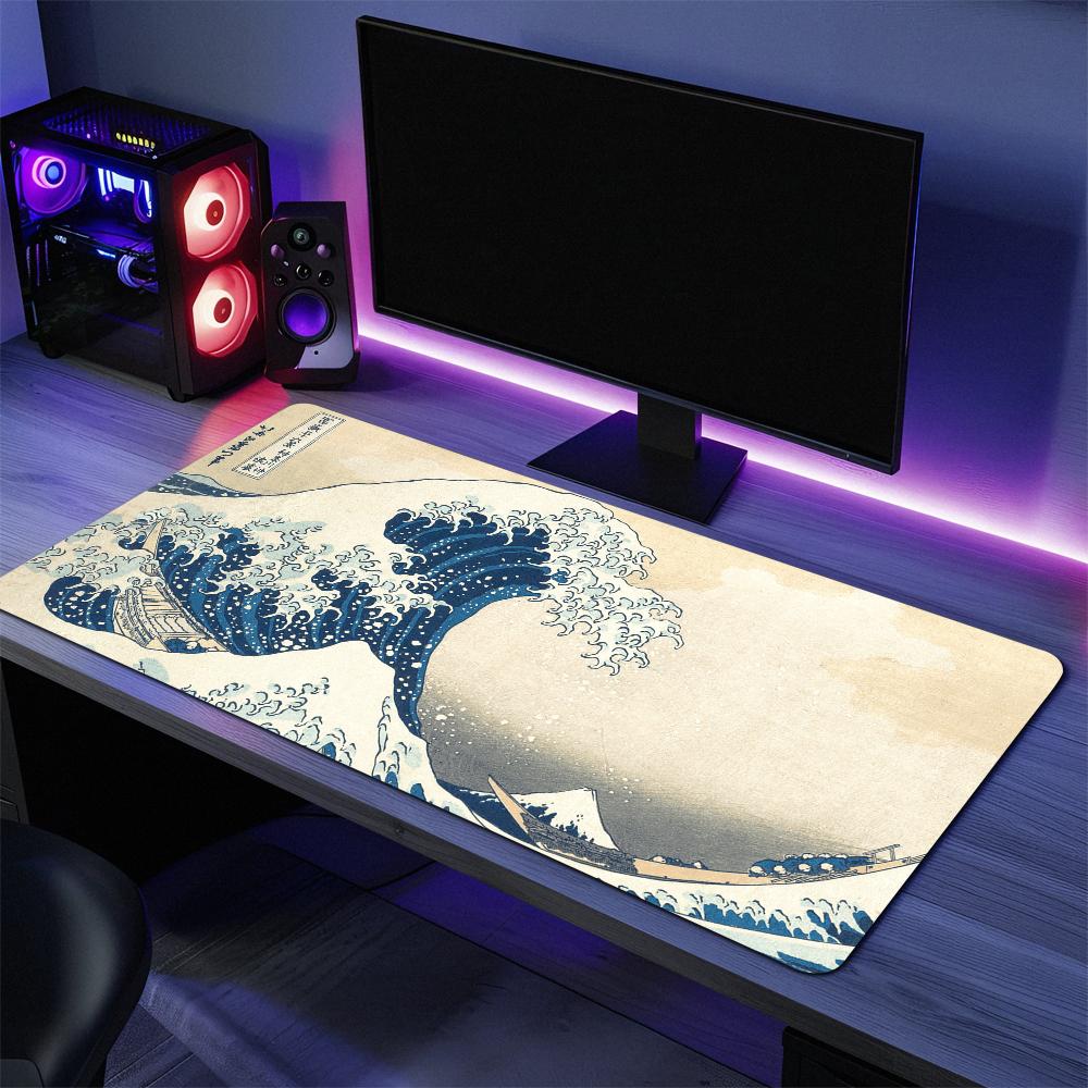 The Great Wave off Kanagawa Mouse Pad Large Desk Mat Keyboard Ergonomic Office Rubber PC Nonslip Antifray Home Custom