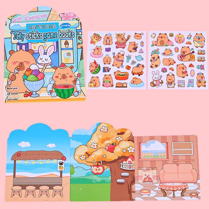 Capybara Gelee Sticker Ruhiges Buch: DIY Kreatives Früherziehungs-Puzzle für Kinder