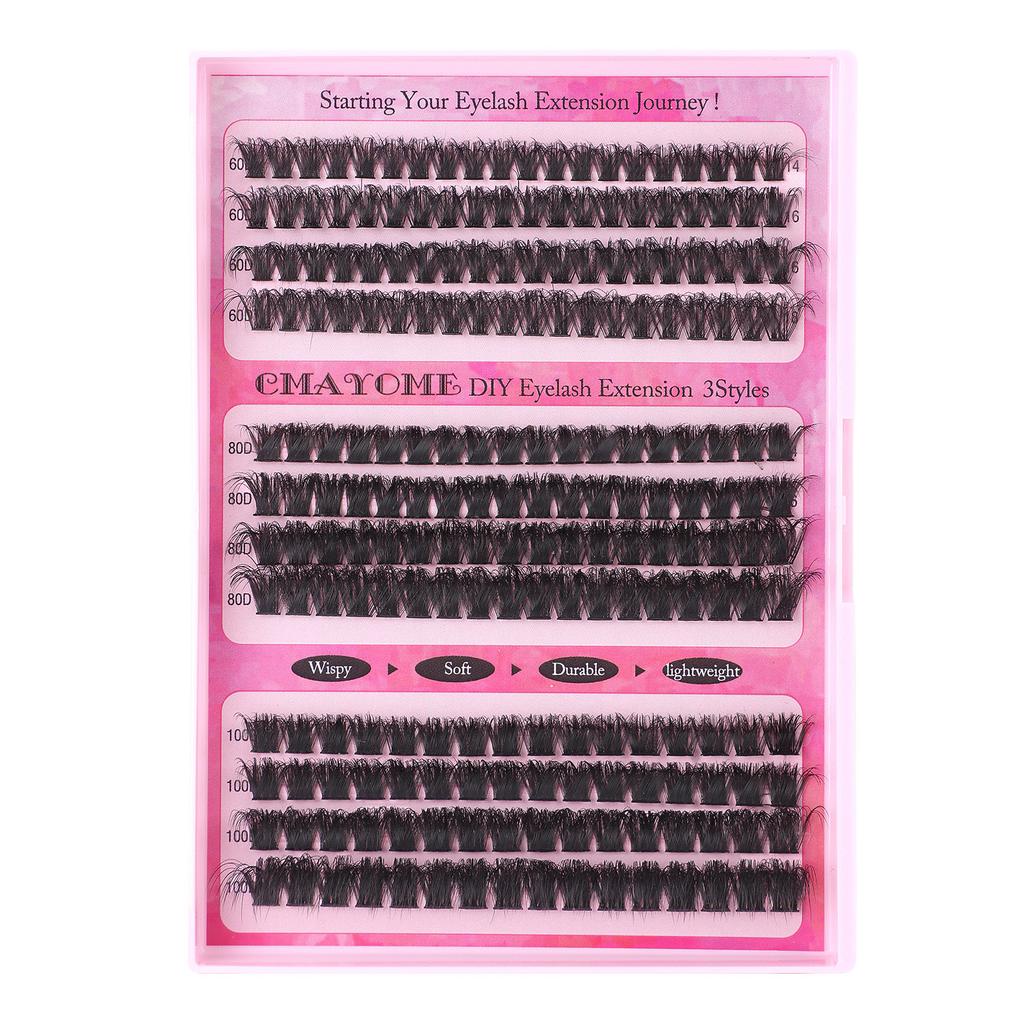 DIY False Eyelashes 12-18mm Mix Long 168pcs Cluster Lashes D Curl Winged Cat Fox Eye Individual Lash Extensions Makeup Supplies