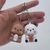 Bubu and Dudu Keychains Car Ornament Yier Panda Bear Say I Love You Voice Toy Glowing Anime Figures Bag Decoration Couple Gift