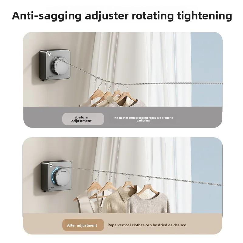 Retractable Clothesline Indoor Invisible Retracting Clothes Drying Laundry Line Wall Mounted Non-Sagging Clothes Hanger Line