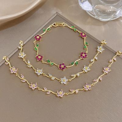 Prachtige Stapelbare Roestvrijstalen Armbanden voor Vrouwen Elegante Glanzende Strass Bladeren Bloem Bedel Armband Dames Sieraden Cadeau