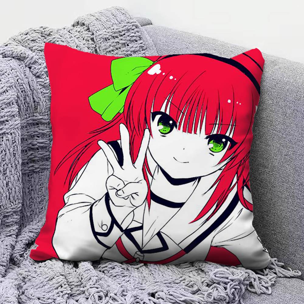 Angel Beats Anime Girl Cute Yui Kanade  Home Sofa Cushion Covers and Aecorative Custom Pillow Covers