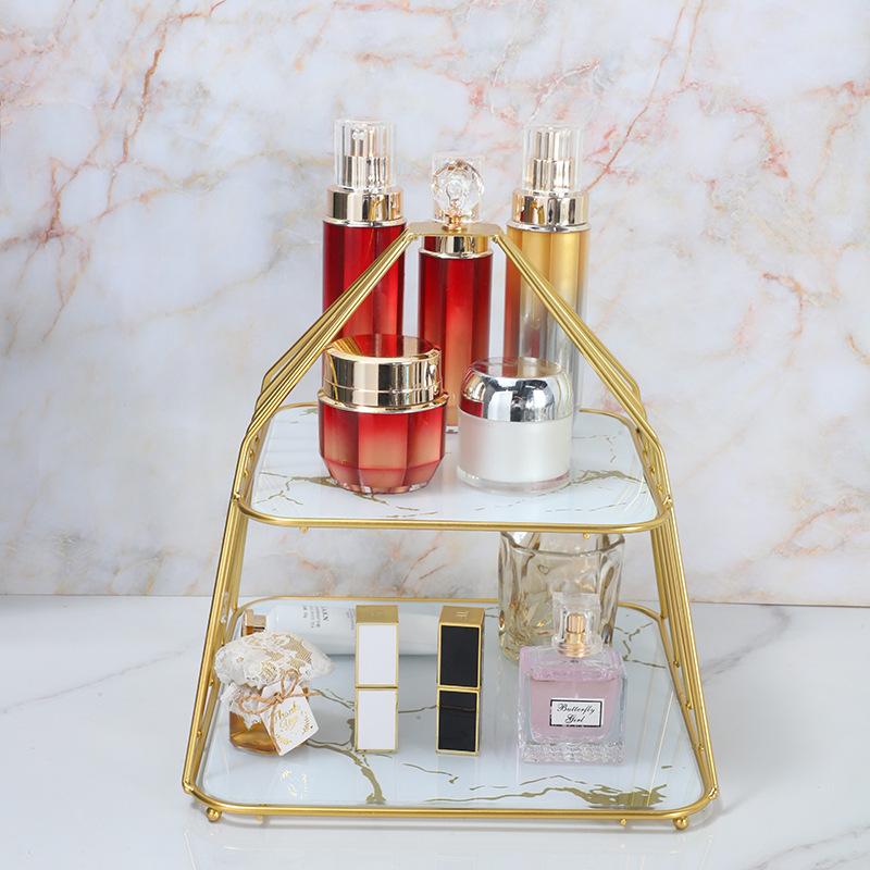 Luxury Metal Fruit Tray Double Layer Snack Plate for Living Room Afternoon Tea Dessert Display