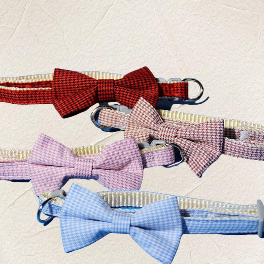 Pet Collar, Houndstooth Bow, Collar, Small And Medium Sized Cats And Dogs, Universal Non-strangulation Neck, Adjustable Dog Collar