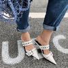 New Stiletto Sandals Women Pointed Toe Low Heel Slipper Women Muller Shoes Lazy Shoes Ladies Sexy Sandalias De Las Mujeres