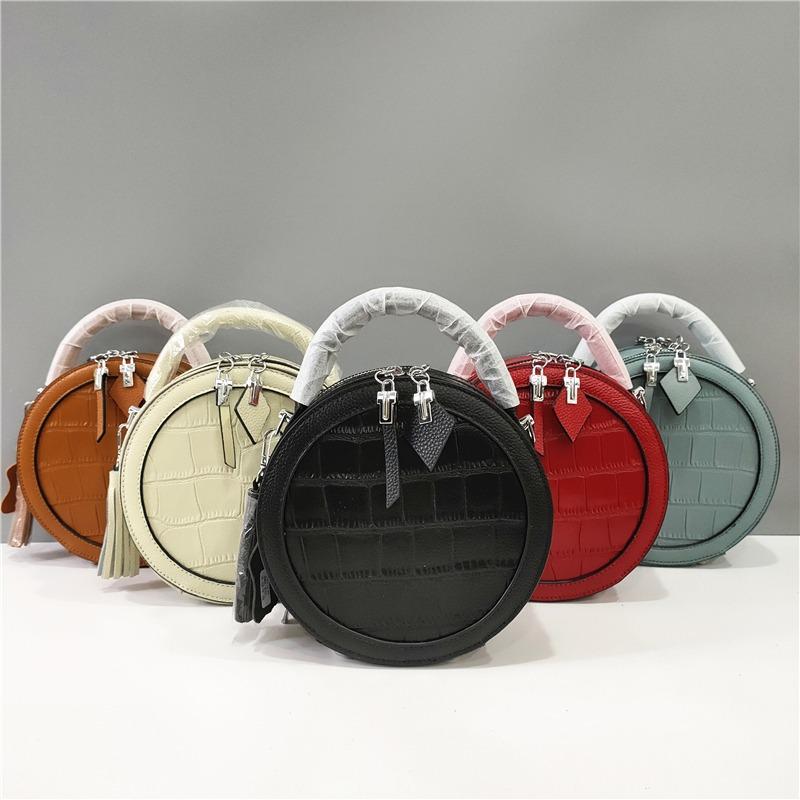 New small round bag crocodile pattern messenger bag leather fashion shoulder handbag bag fashion mini