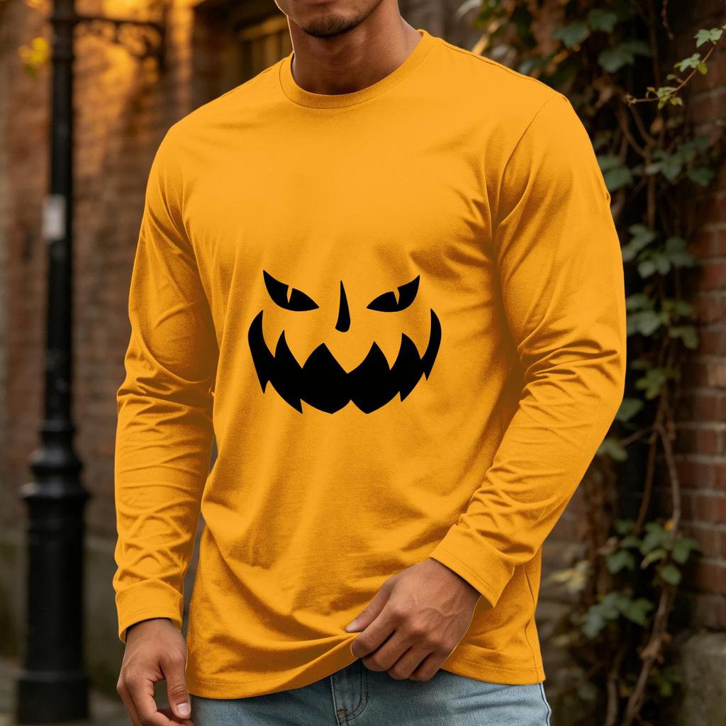 Men's Halloween Long Sleeve Neck Casual Top for Party
