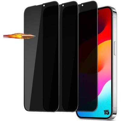 Screen Protector - Tempered Glass - for iPhone 15 - Anti-Spy - Easy Installation - 3 Pieces