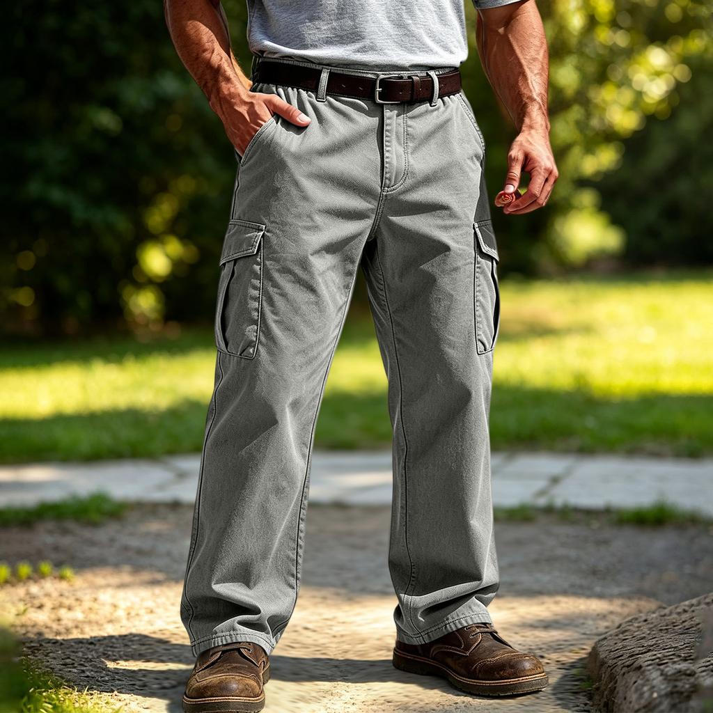 Men's Cargo Sweatpants with Elastic Waistband and Drawstring Straight Leg Joggers for Casual Everyday Wear