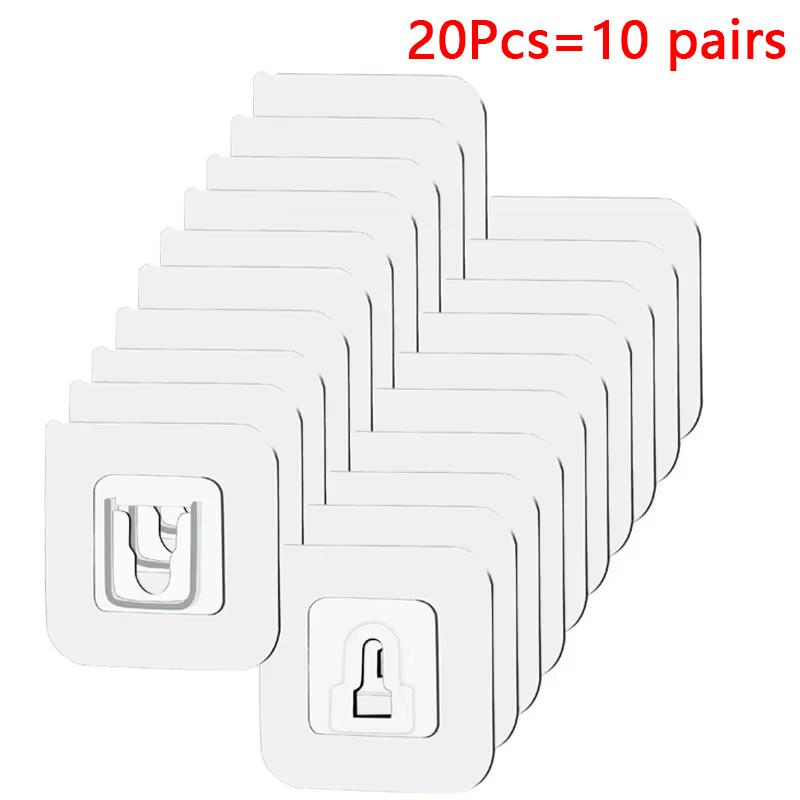 

100 пар многоцелевых прозрачных крючков Двусторонние клейкие настенные крючки Водонепроницаемые крючки для одежды и шляп Кухонные крючки для ванной и двери