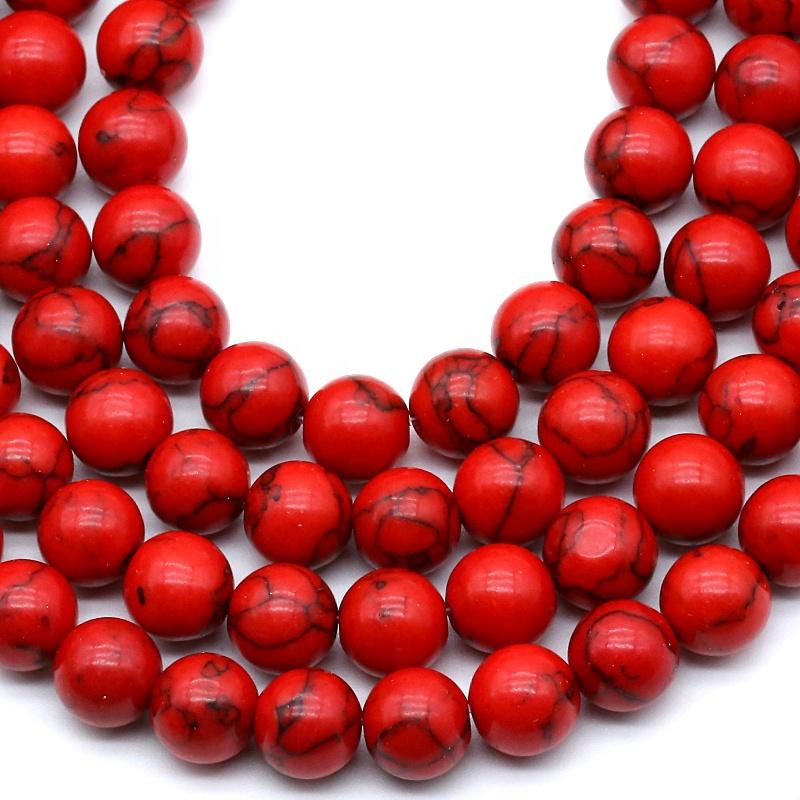 Natural Gemstone Stone Red Turquoise Beads 4 6 8 10mm Loose Spacer Beads for Jewelry Making
