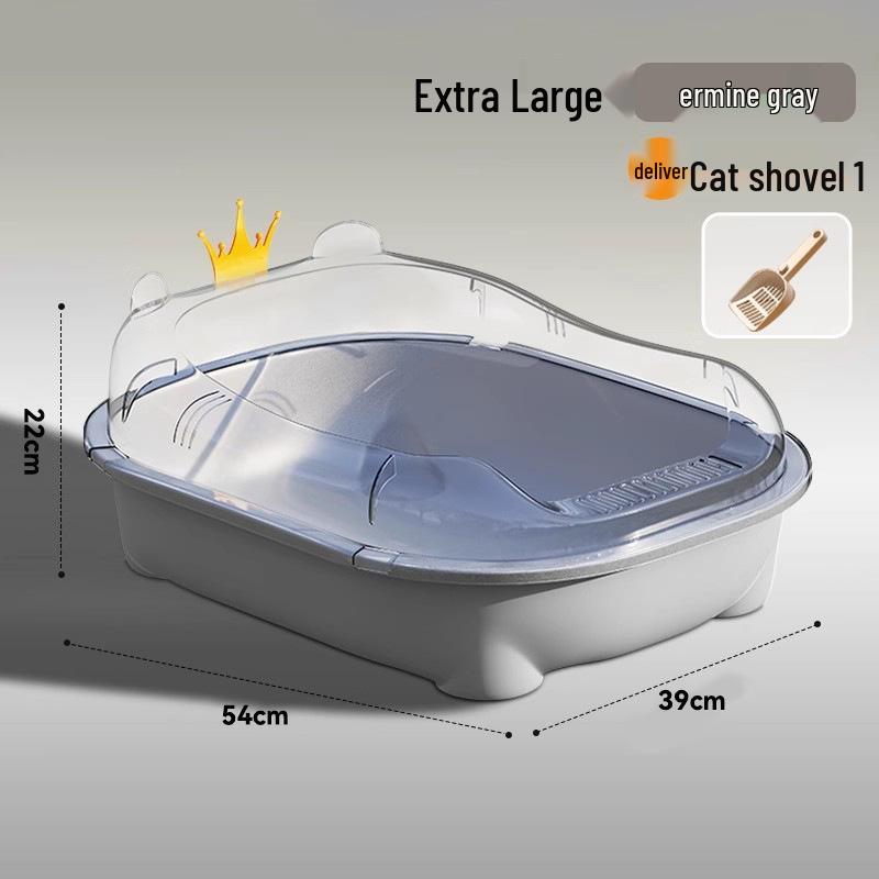 Extra Large Splash-Proof Enclosed Cat Litter Box with Sand and Feces Tray & Free Shipping