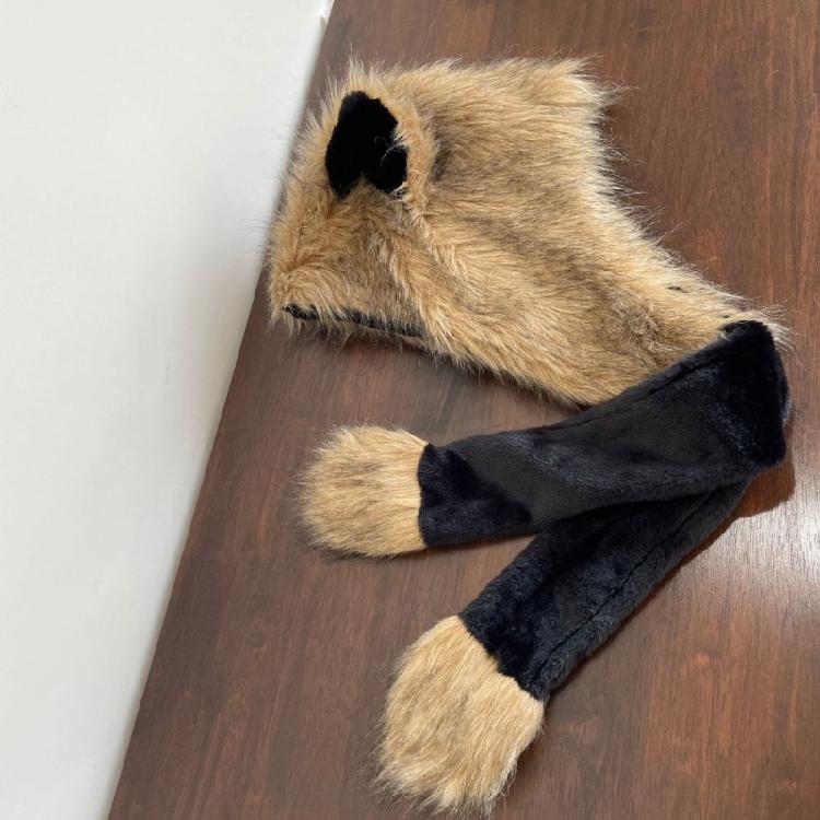 Furry Plush Winter Caps with Animal Ear Funny Ear Scarf Hat for Adult Teens Soft and Warm Thicken Trapper Hat for Outdoor