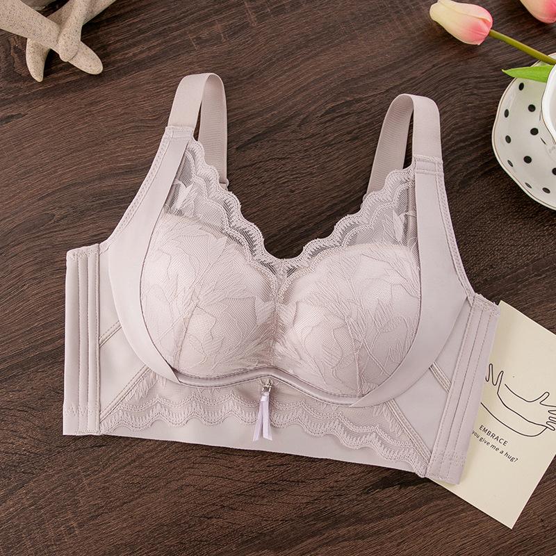 

New autumn and winter bra, no steel ring adjustment type, double breasts, small chest temperature change, no magnetic bra lace 40/90AB фіолетовий