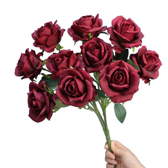 

Artificial Rose 10 Head UV Resistant Fake Silk Flower Valentine s Day Wedding Party Table Centerpiece DIY Vase Faux Bloom Decoration