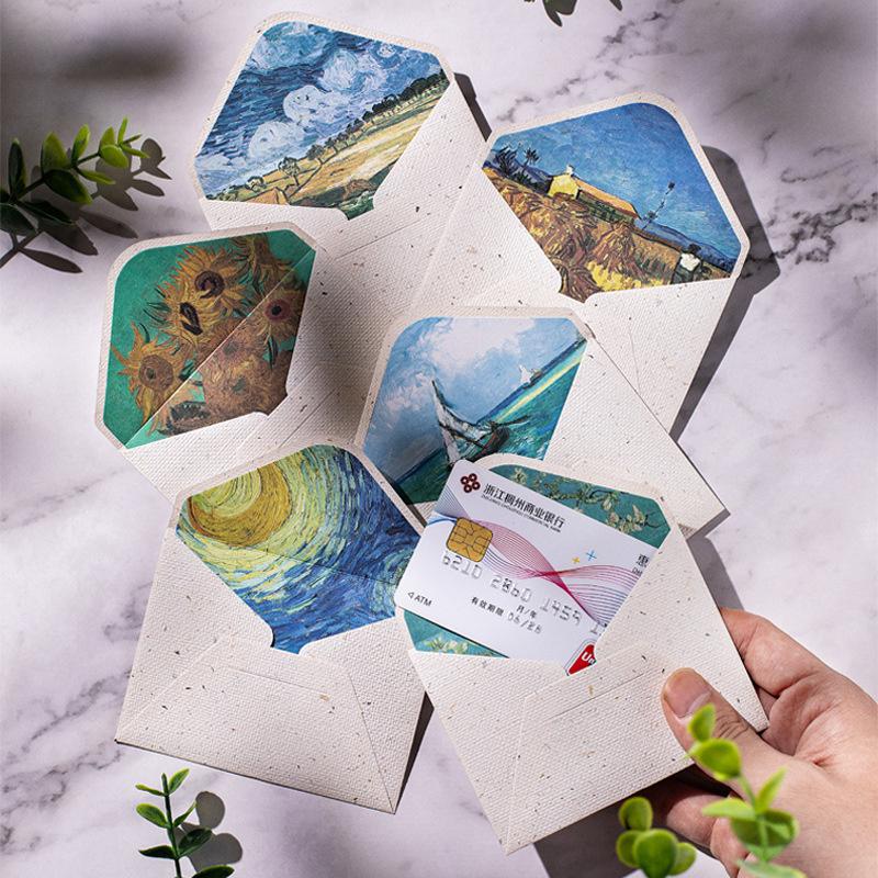 10ks/lot 10X7,5CM Vintage obálky Klasická olejomalba Vincenta van Gogha a rostlinné umělecké obálky na dopisy, svatební pozvánky