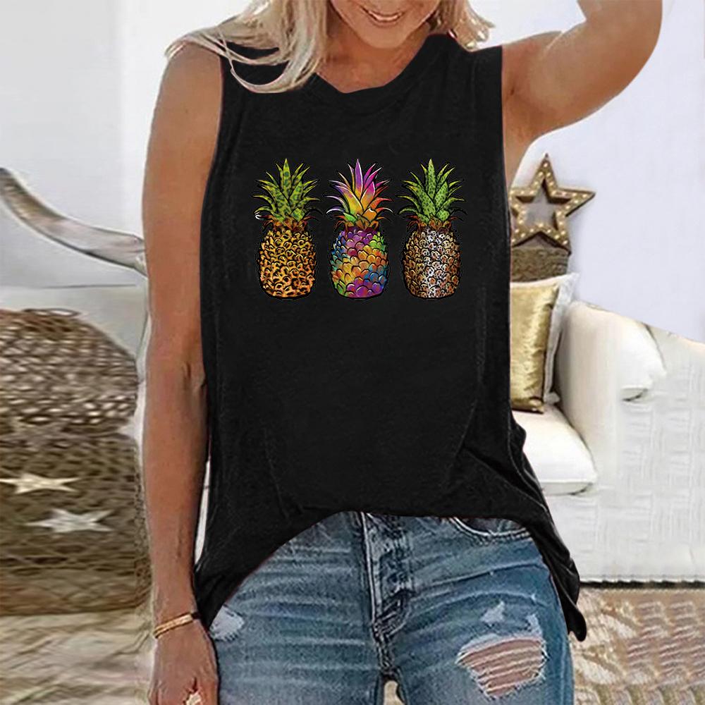 Summer Pineapple 3D Printed Tank Tops Women's Casual Streetwear Fashion Sleeveless O-Neck Vest Camisole Y2k Girl Woman Clothing