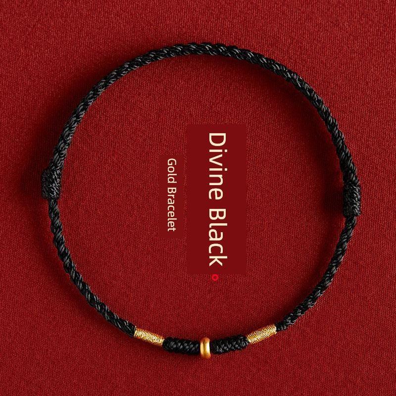 

Браслет из золота 999 пробы с черным шнурком на гору Путо для мальчиков, шнурок-оберег на удачу, черные бусины на удачу, плетеный шнурок, женский красный шнурок, подарок Gentleman Black Foot Gold Bracelet