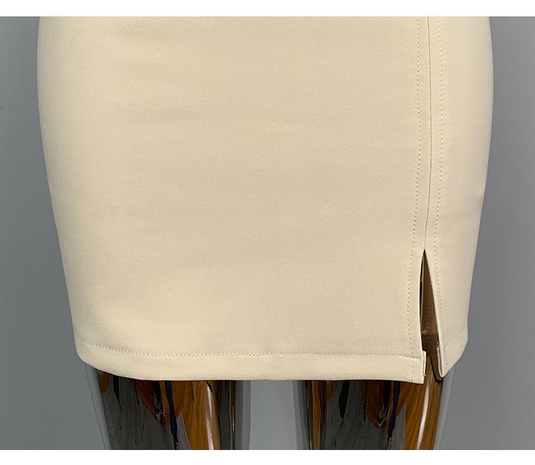 Korean Dongdaemun High Waist Sexy Slim-Fit Short Skirt with Lining and Small Slit