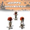 Delightful White Pumpkin Skull Set Three Resin Figurines Perfect For Halloween Parties