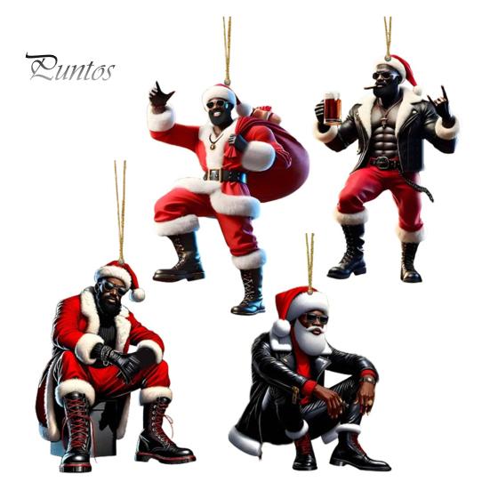 

4 шт. Санта-Клаус Рождественское украшение 2D Акриловый автомобильный аксессуар Рождественская елка подвесное украшение для праздничного декора 4pcs