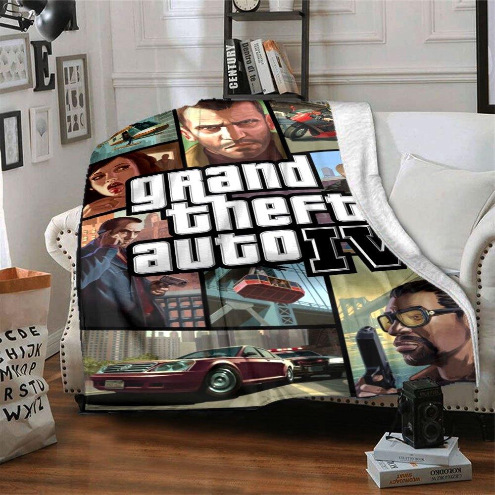1pc Grand Theft Auto Soft Flannel Blanket with Designer Print A cozy blanket for all seasons, perfect for the couch, bed, office